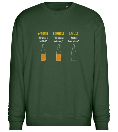 Optimist Pessimist Realist Design - Comfort Essential Unisex Sweater_GREEN BOTTLE_front