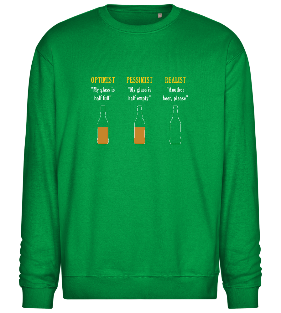 Optimist Pessimist Realist Design - Comfort Essential Unisex Sweater_MEADOW GREEN_front