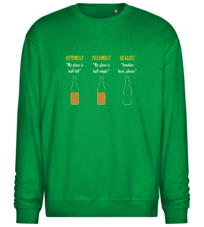 Optimist Pessimist Realist Design - Comfort Essential Unisex Sweater_MEADOW GREEN_front