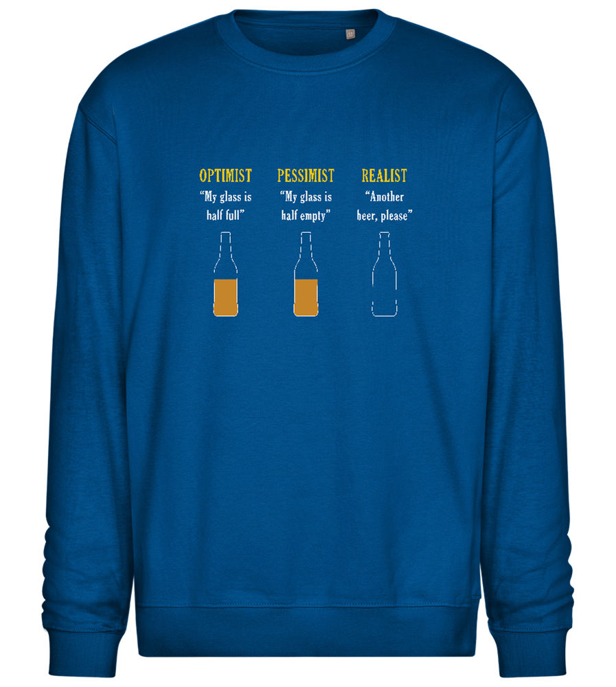 Optimist Pessimist Realist Design - Comfort Essential Unisex Sweater_ROYAL_front