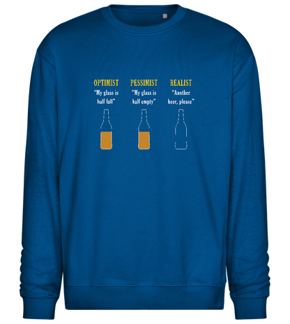 Optimist Pessimist Realist Design - Comfort Essential Unisex Sweater_ROYAL_front