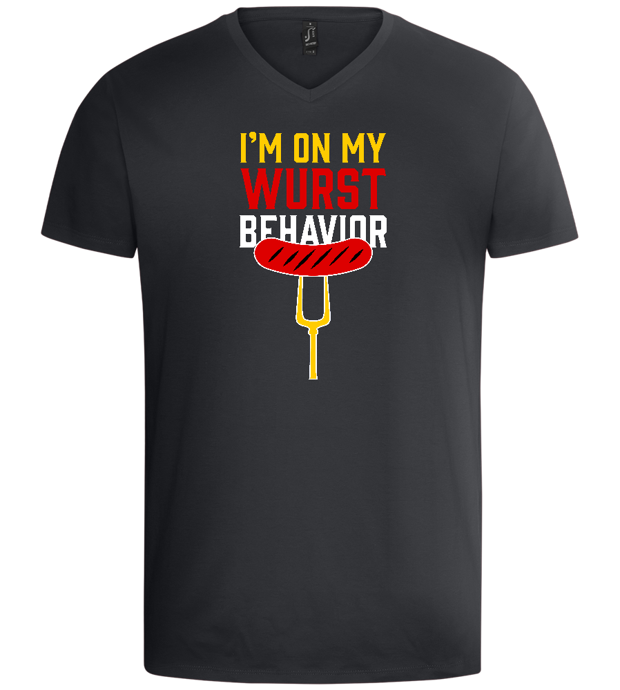 I'm On My Wurst Behaviour Design - Basic men's v-neck t-shirt_DARK GRAY_front