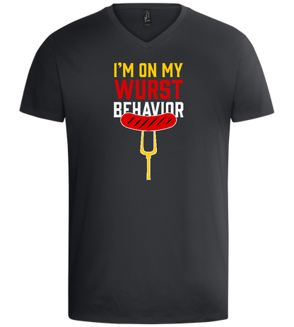 I'm On My Wurst Behaviour Design - Basic men's v-neck t-shirt_DARK GRAY_front