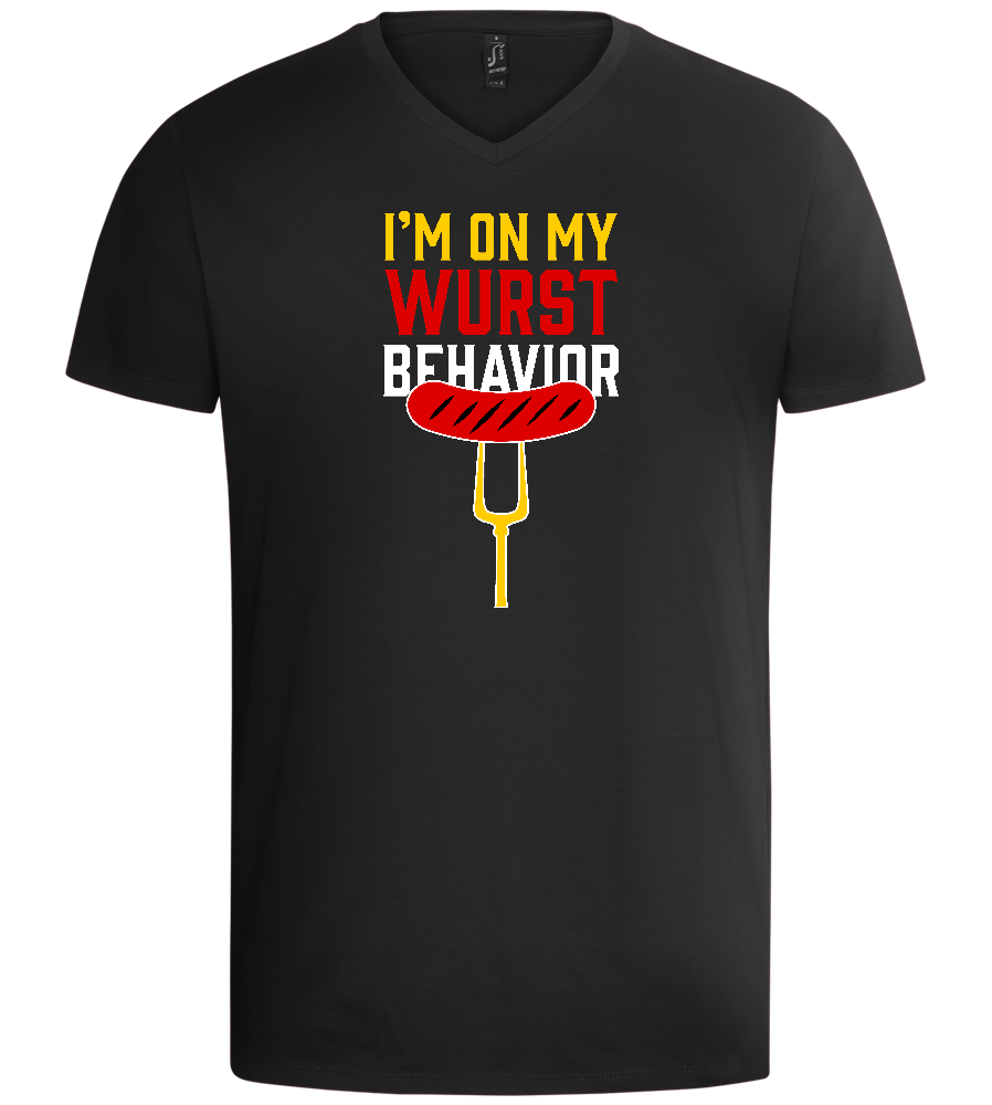 I'm On My Wurst Behaviour Design - Basic men's v-neck t-shirt_DEEP BLACK_front