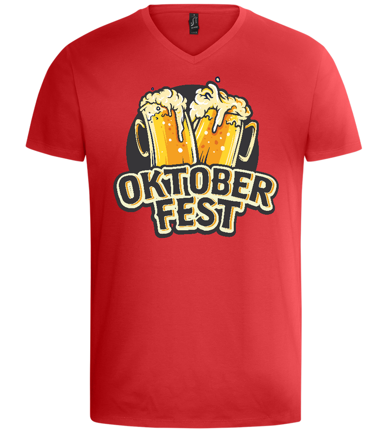 Oktoberfest Beers Design - Basic men's v-neck t-shirt_RED_front