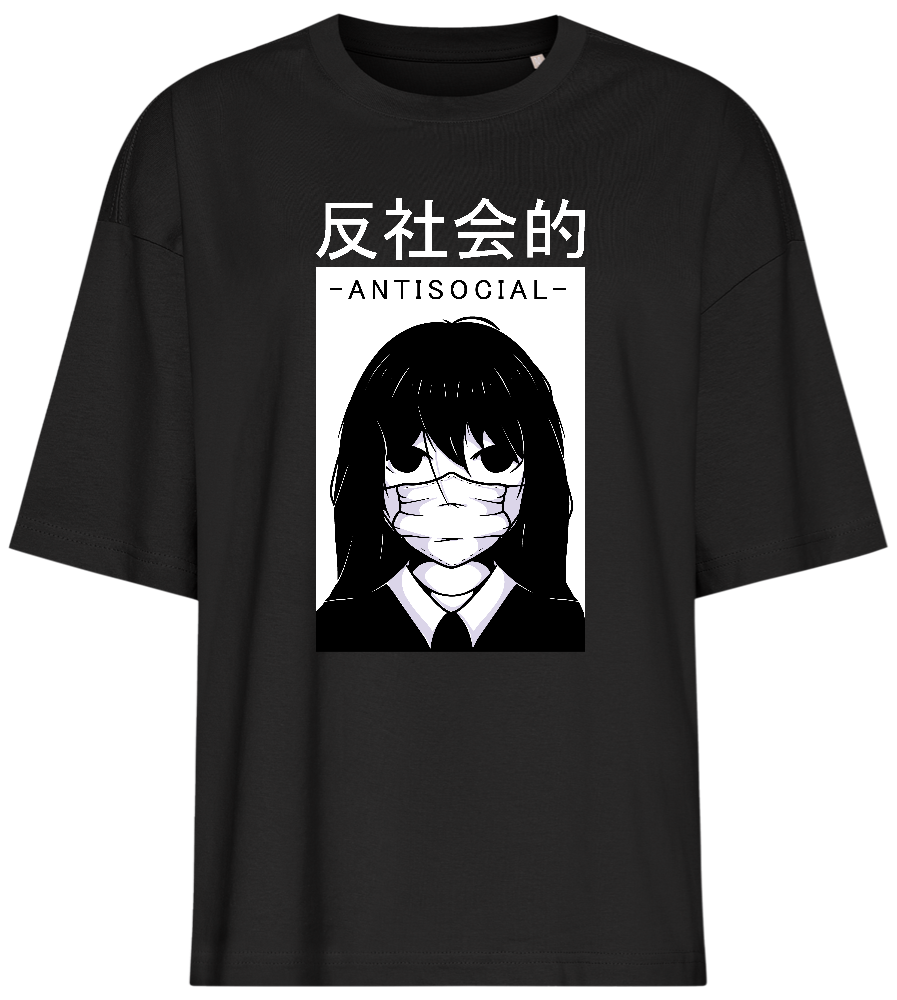 Antisocial Girl Design - Premium women's oversized t-shirt_DEEP BLACK_front