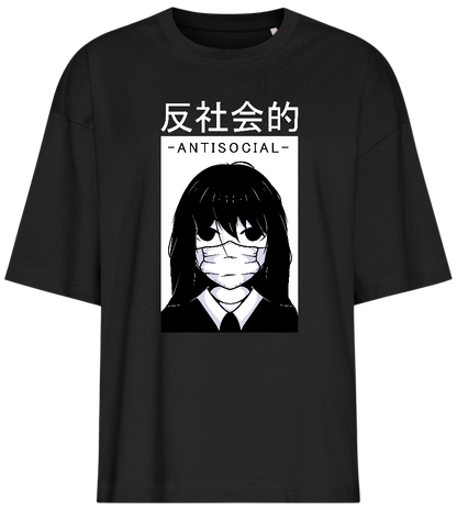 Antisocial Girl Design - Premium women's oversized t-shirt_DEEP BLACK_front