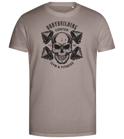 Bodybuilding Skull Design - Premium men's close fitting t-shirt_CHARCOAL CHIN_front