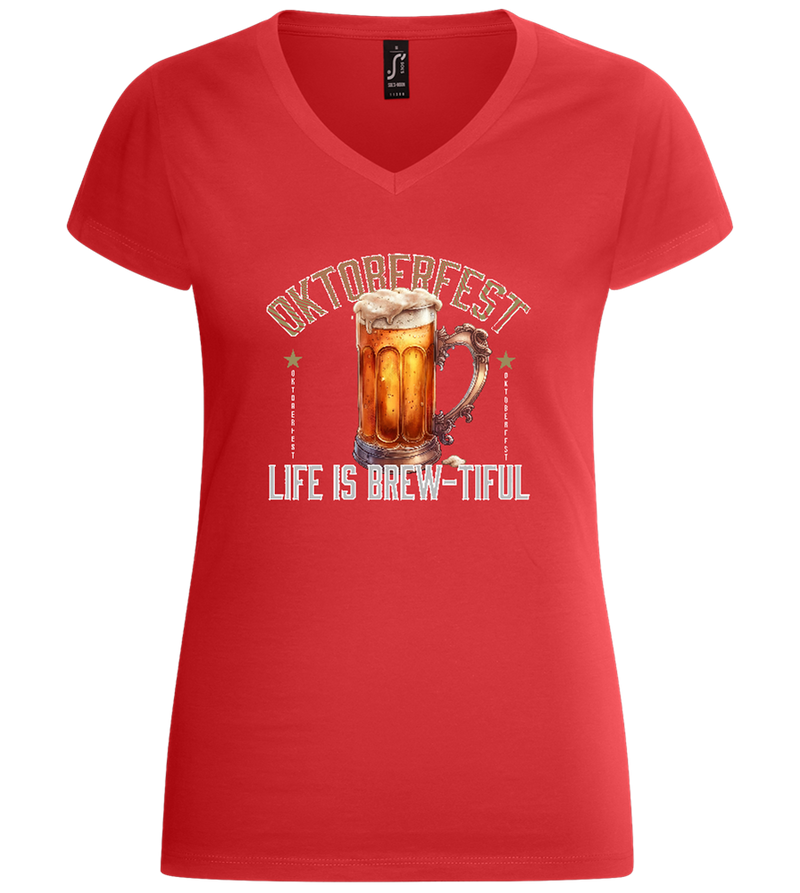 Life is Brew-tiful Design - Basic women's v-neck t-shirt_RED_front