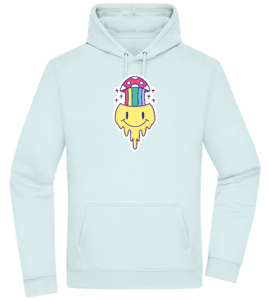 Rainbow Mushroom Smiley Design - Premium Essential Unisex Hoodie_ARCTIC BLUE_front