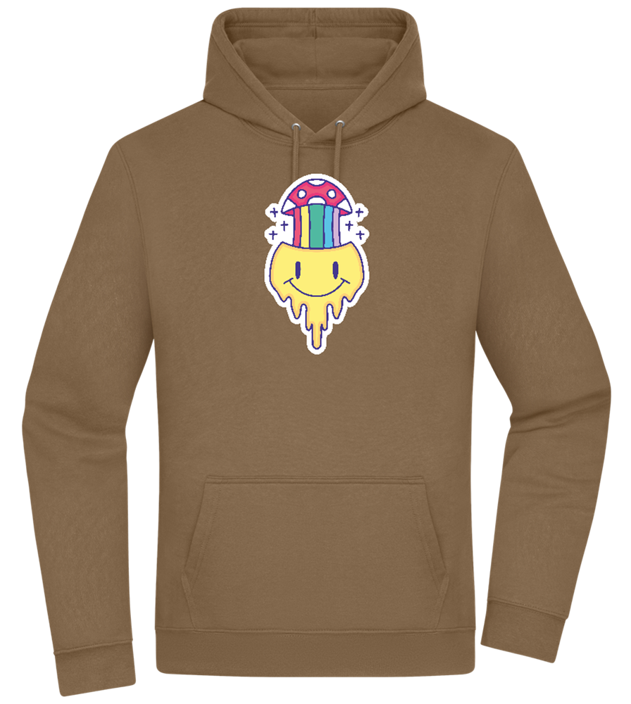 Rainbow Mushroom Smiley Design - Premium Essential Unisex Hoodie_ARMY_front