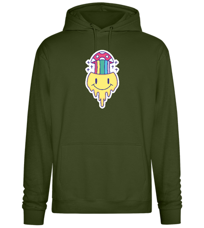 Rainbow Mushroom Smiley Design - Premium Essential Unisex Hoodie_ARMY_front