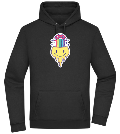 Rainbow Mushroom Smiley Design - Premium Essential Unisex Hoodie_BLACK_front