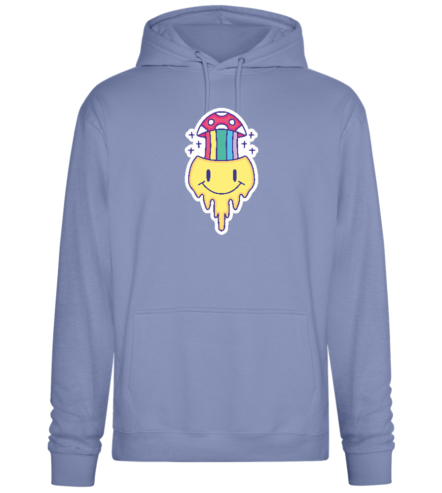 Rainbow Mushroom Smiley Design - Premium Essential Unisex Hoodie_BLUE_front