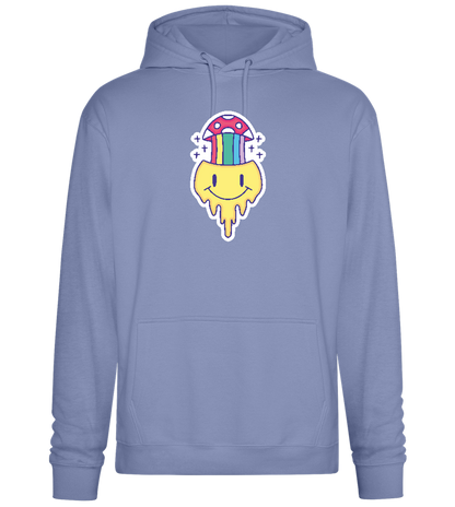 Rainbow Mushroom Smiley Design - Premium Essential Unisex Hoodie_BLUE_front