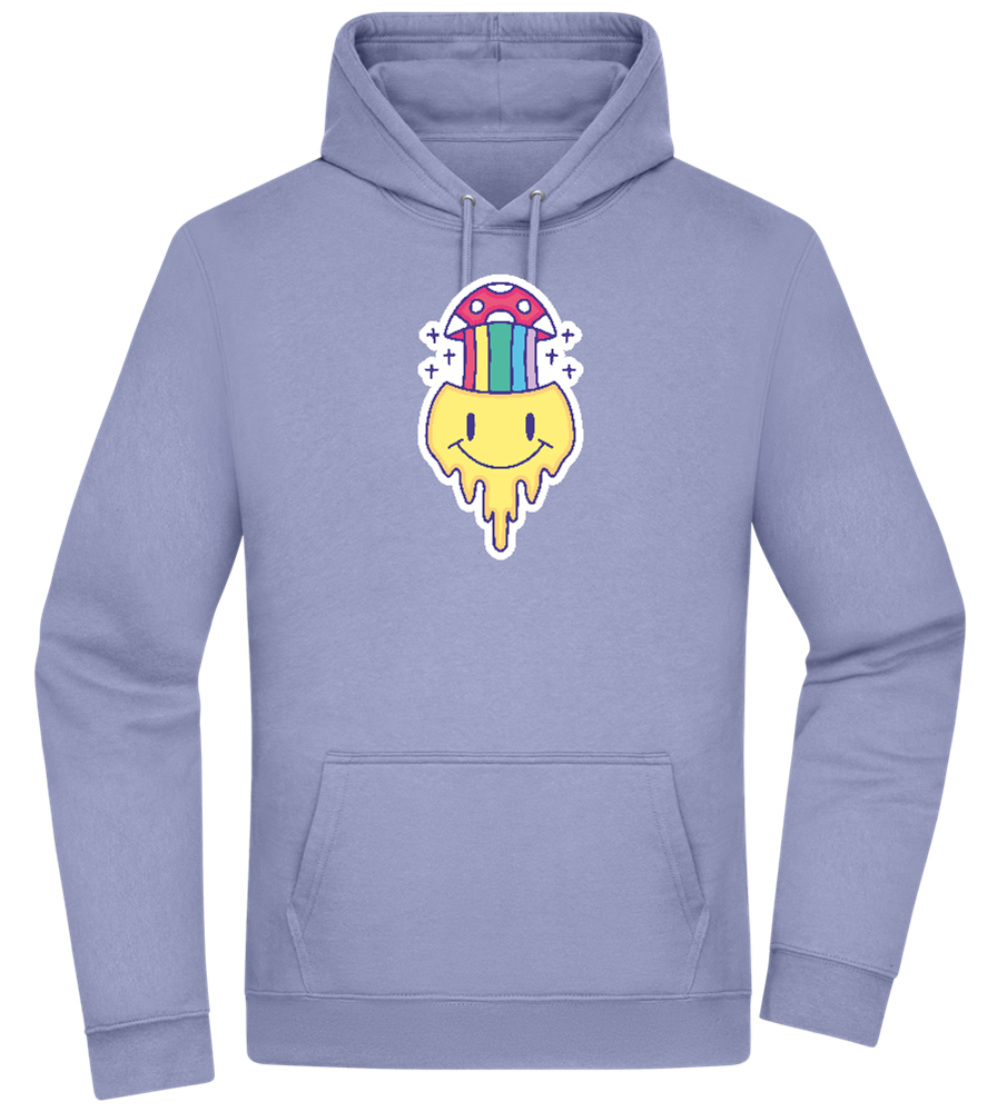 Rainbow Mushroom Smiley Design - Premium Essential Unisex Hoodie_BLUE_front