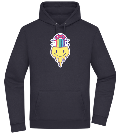 Rainbow Mushroom Smiley Design - Premium Essential Unisex Hoodie_FRENCH NAVY_front