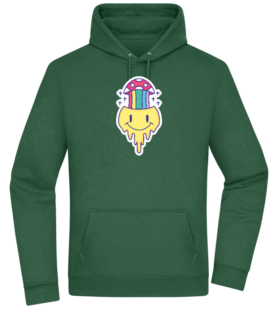 Rainbow Mushroom Smiley Design - Premium Essential Unisex Hoodie_GREEN BOTTLE_front