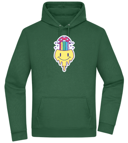 Rainbow Mushroom Smiley Design - Premium Essential Unisex Hoodie_GREEN BOTTLE_front