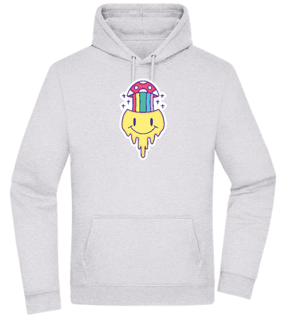 Rainbow Mushroom Smiley Design - Premium Essential Unisex Hoodie_ORION GREY II_front