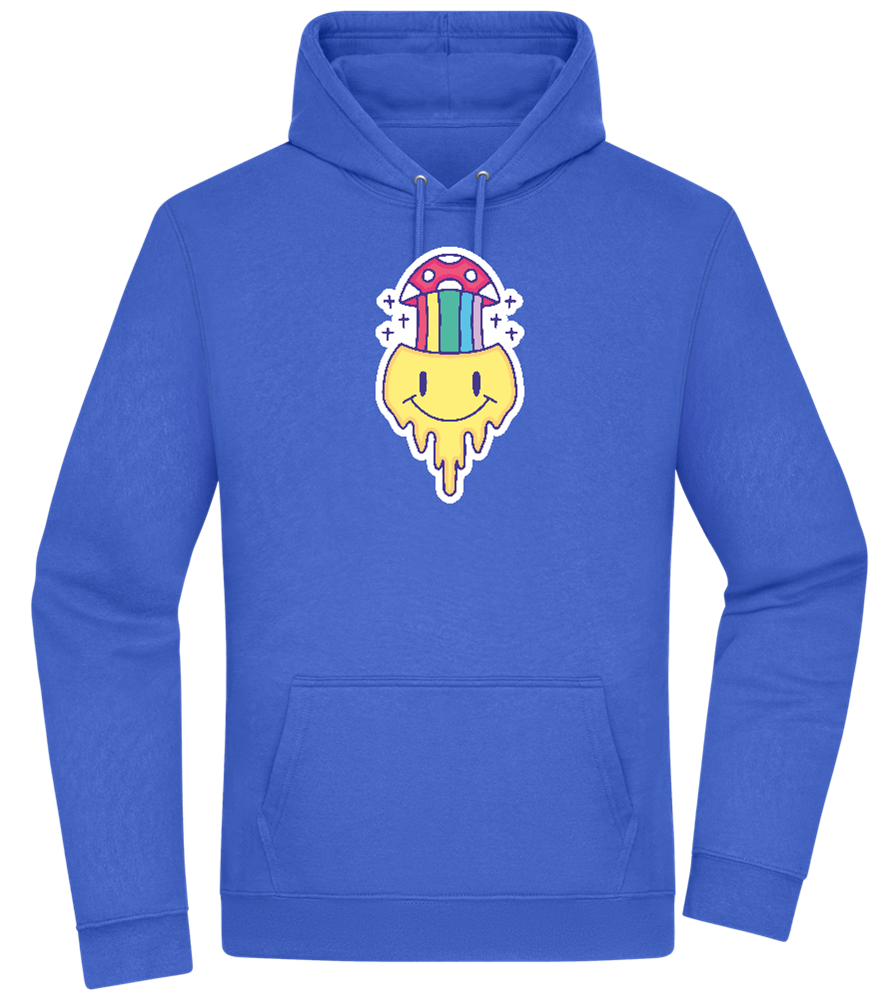 Rainbow Mushroom Smiley Design - Premium Essential Unisex Hoodie_ROYAL_front