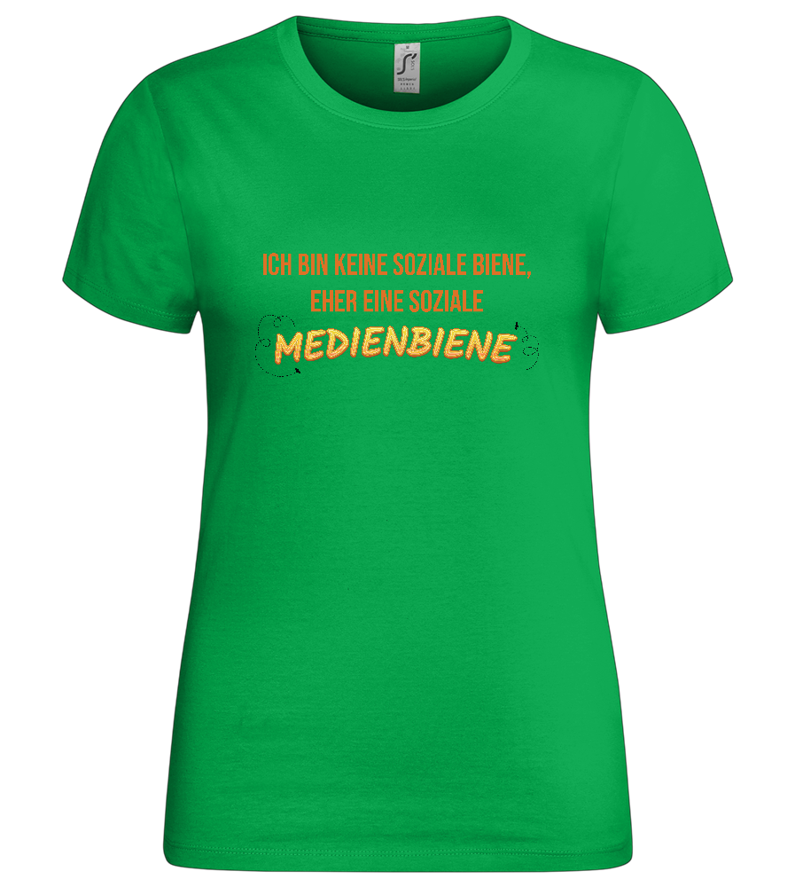 Social Media Bee Design - Premium women's t-shirt_MEADOW GREEN_front