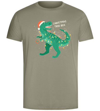 Christmas Tree Rex Design - Comfort Unisex T-Shirt_KHAKI_front