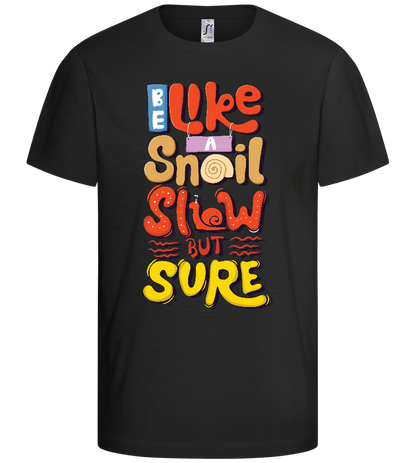 Slow but Sure Design - Basic kids t-shirt_DEEP BLACK_front