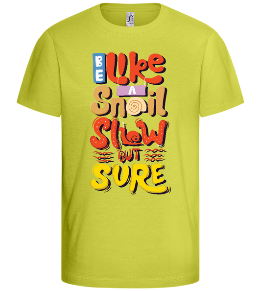 Slow but Sure Design - Basic kids t-shirt_GREEN APPLE_front