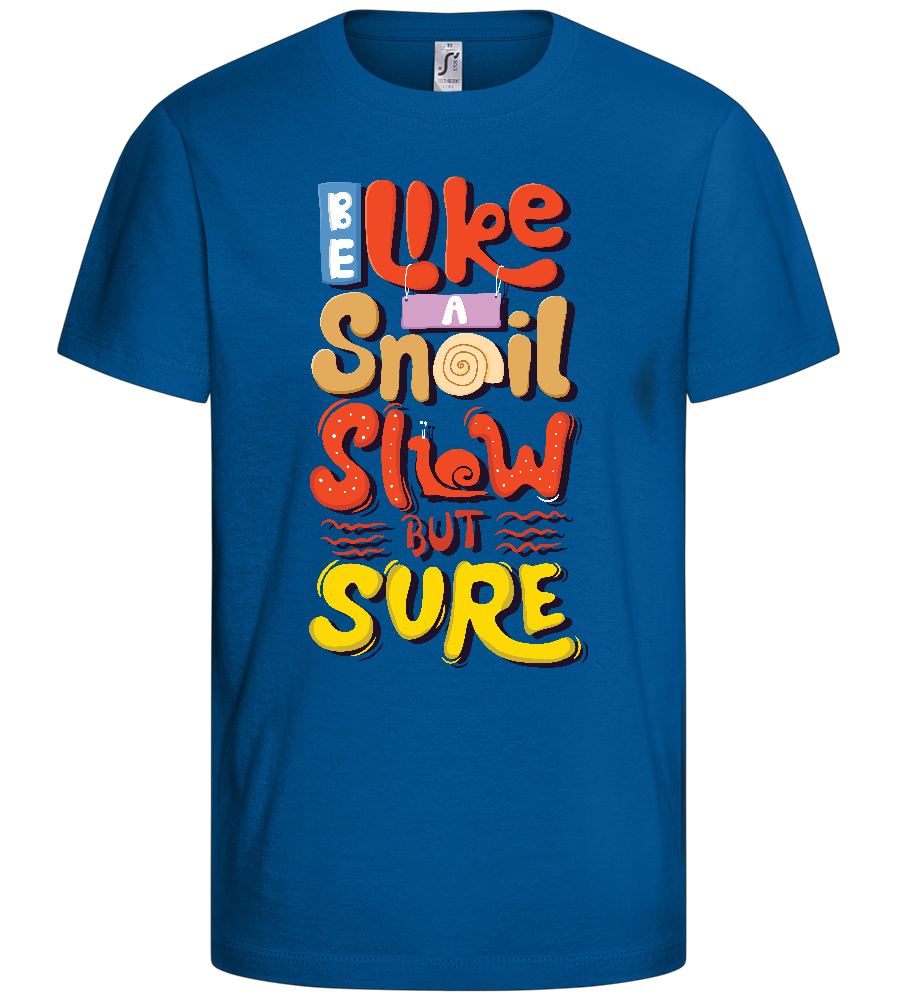 Slow but Sure Design - Basic kids t-shirt_ROYAL_front