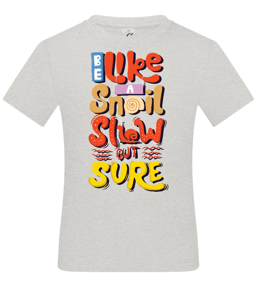 Slow but Sure Design - Basic kids t-shirt_VIBRANT WHITE_front