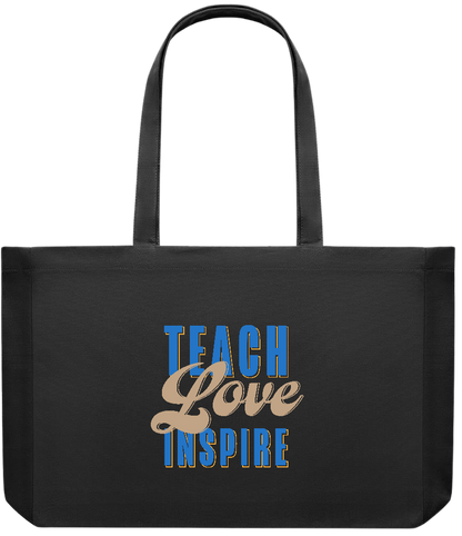 Teach Love Inspire Design - Premium large recycled shopping tote bag_BLACK_front