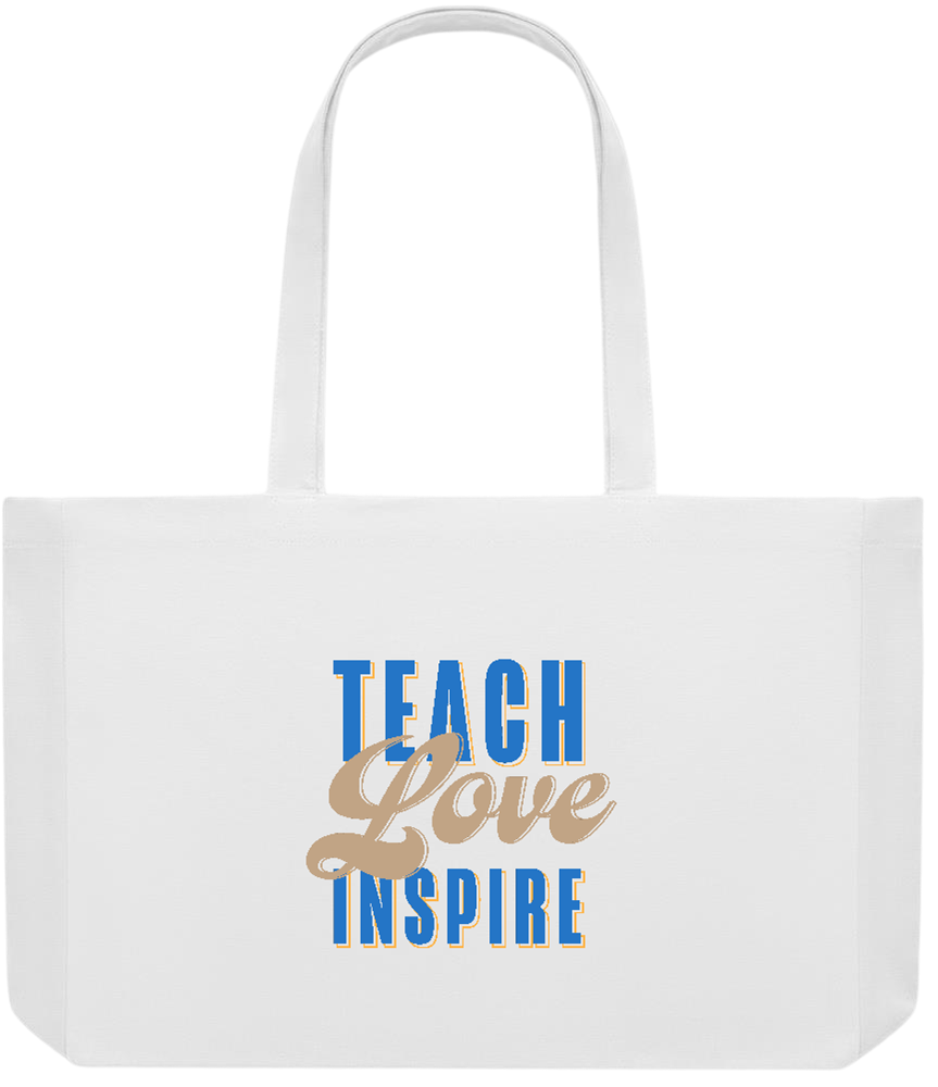 Teach Love Inspire Design - Premium large recycled shopping tote bag_WHITE_front