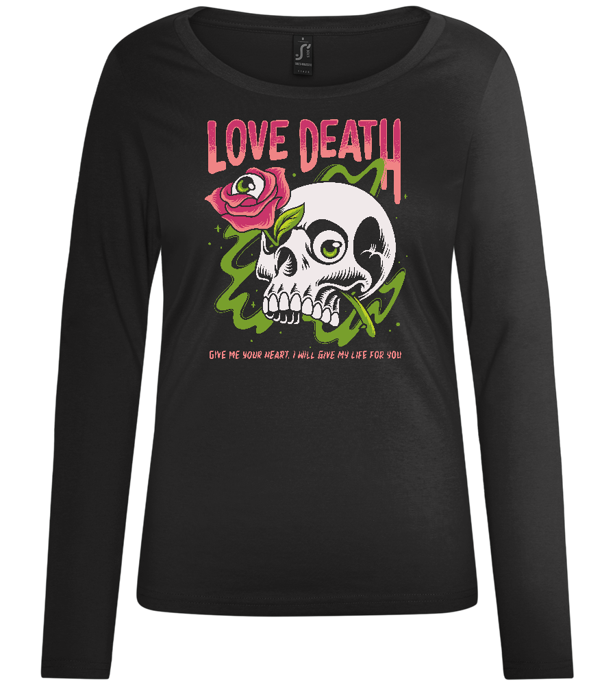 Skull Love Death Design - Comfort women's long sleeve t-shirt_DEEP BLACK_front