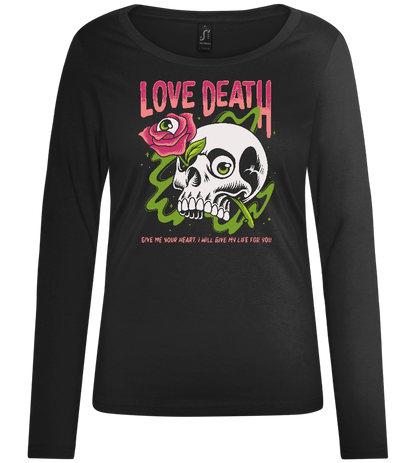 Skull Love Death Design - Comfort women's long sleeve t-shirt_DEEP BLACK_front