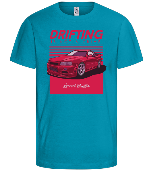 Drifting Not A Crime Design - Comfort kids fitted t-shirt_TURQUOISE_front