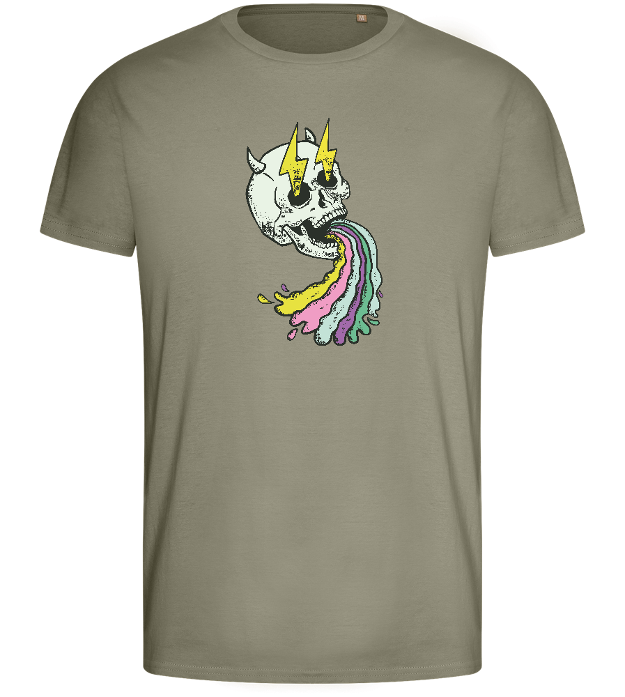 Rainbow Skull Design - Basic men's fitted t-shirt_KHAKI_front