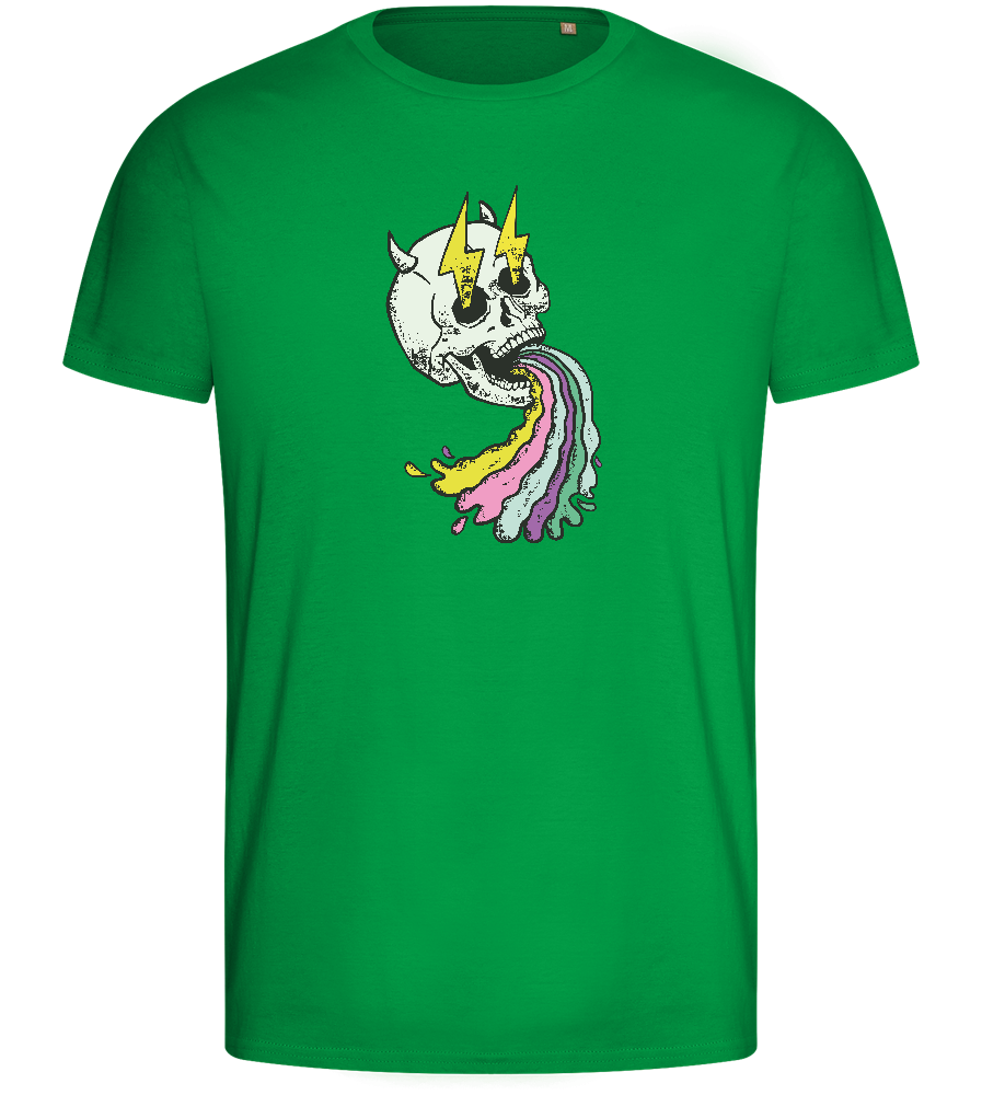 Rainbow Skull Design - Basic men's fitted t-shirt_MEADOW GREEN_front