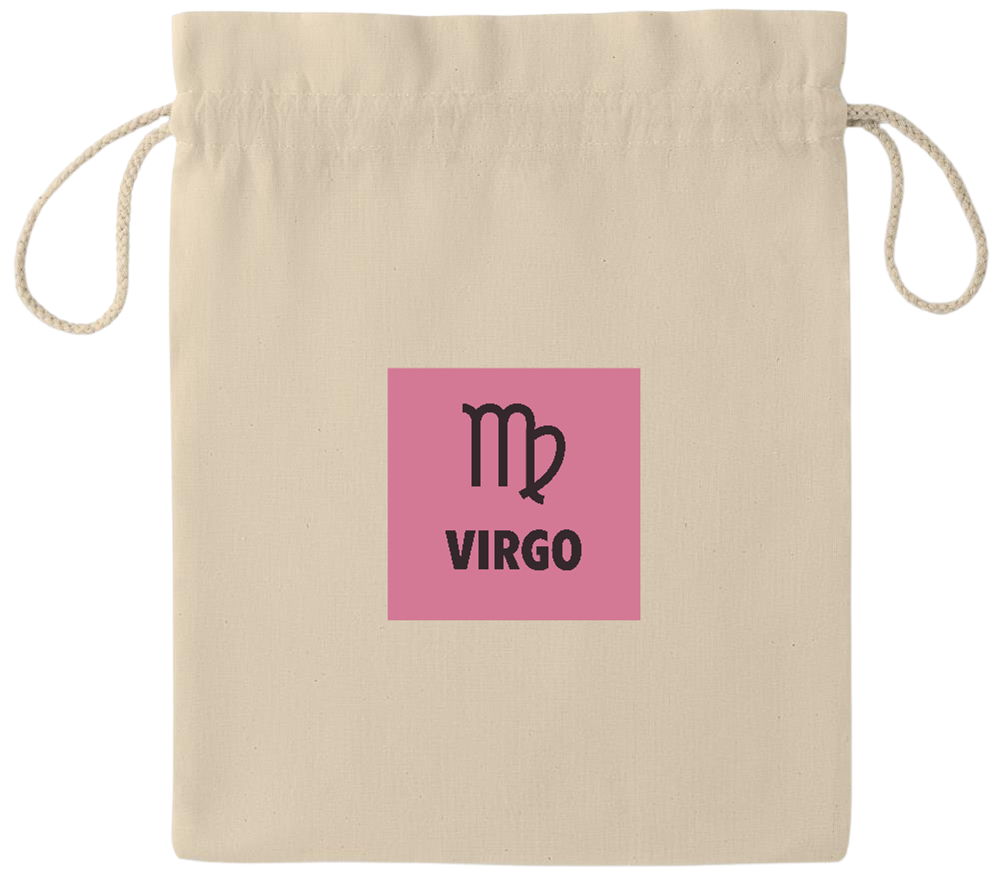 Zodiac Virgo Design - Essential medium drawcord gift bag_BEIGE_front