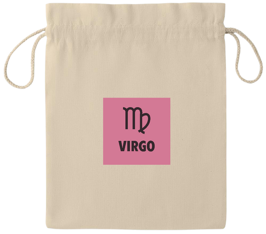 Zodiac Virgo Design - Essential medium drawcord gift bag_BEIGE_front