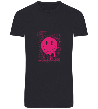 Distorted Pink Smiley Design - Basic Unisex T-Shirt_FRENCH NAVY_front