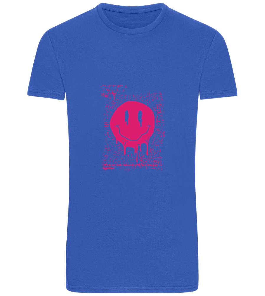 Distorted Pink Smiley Design - Basic Unisex T-Shirt_ROYAL_front