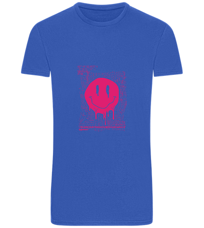 Distorted Pink Smiley Design - Basic Unisex T-Shirt_ROYAL_front