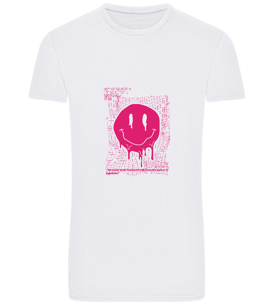 Distorted Pink Smiley Design - Basic Unisex T-Shirt_WHITE_front