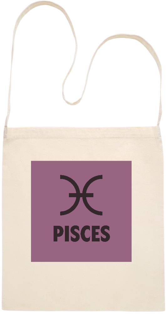 Zodiac Pisces Design - Essential cross shoulder cotton tote bag_BEIGE_front