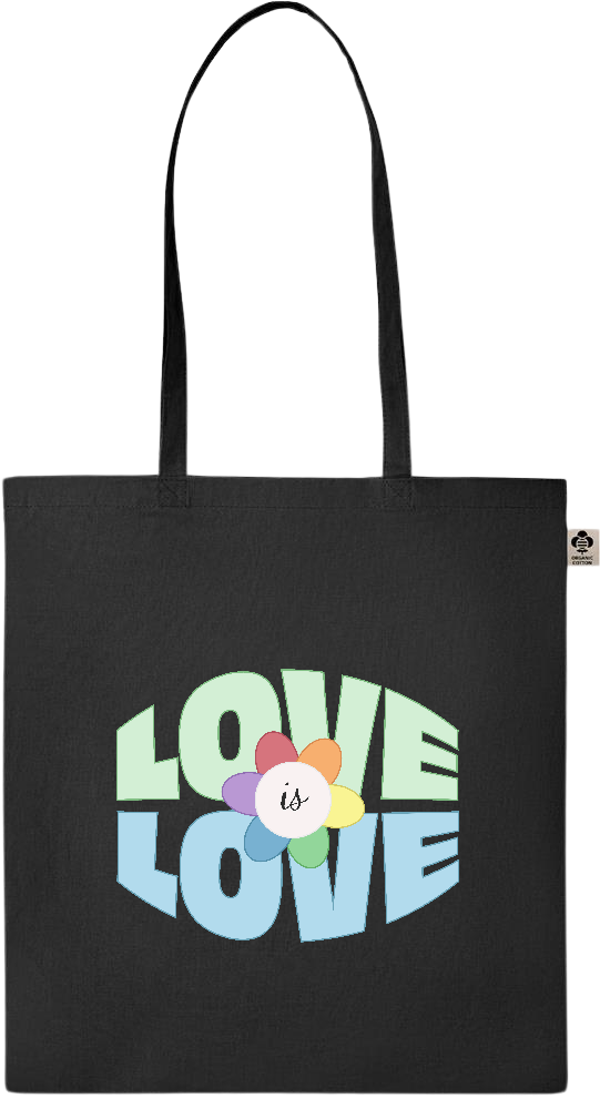 Love is Love Flower Design - Essential colored organic cotton tote bag_BLACK_front