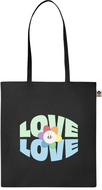 Love is Love Flower Design - Essential colored organic cotton tote bag_BLACK_front