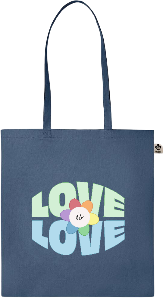 Love is Love Flower Design - Essential colored organic cotton tote bag_BLUE_front