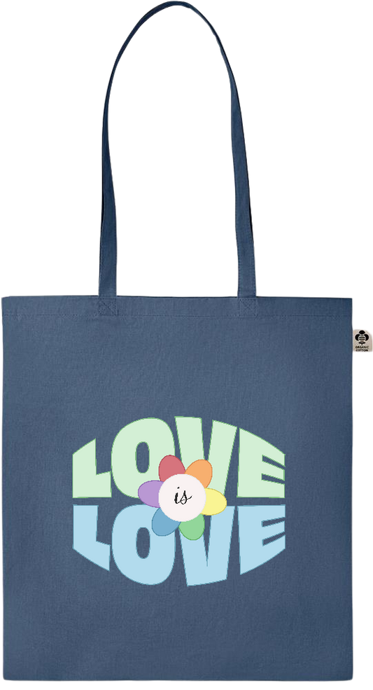 Love is Love Flower Design - Essential colored organic cotton tote bag_BLUE_front