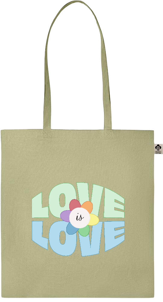 Love is Love Flower Design - Essential colored organic cotton tote bag_GREEN_front